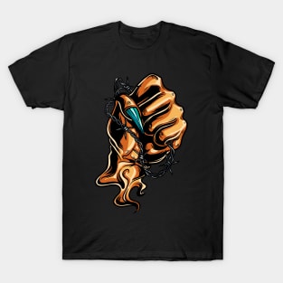 hand with barbed wire protest symbol T-Shirt